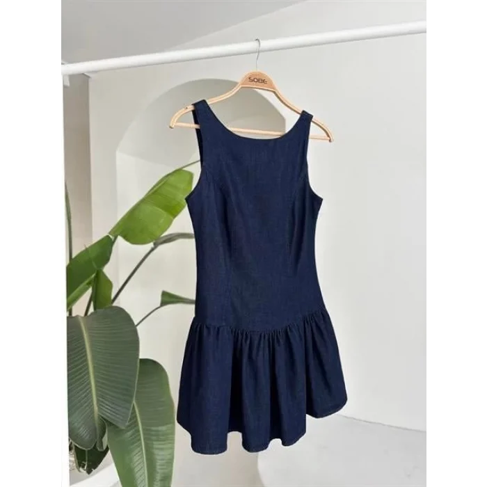 Balon Etekli Tensel Mini Elbise 2887