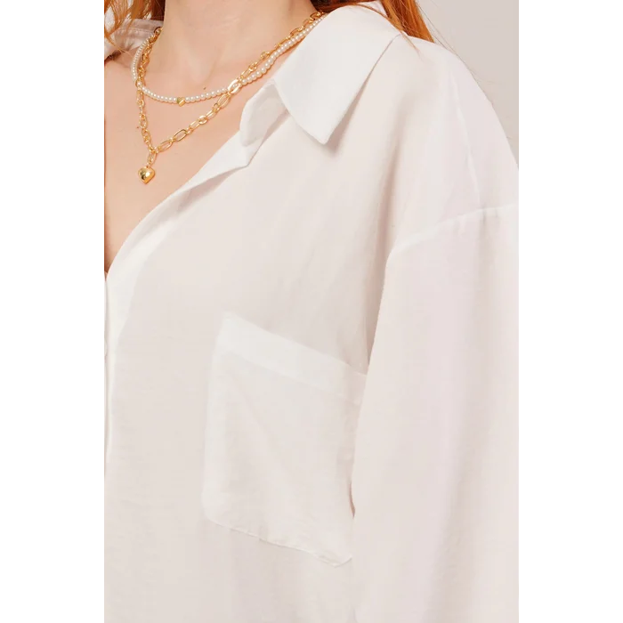 Basic Oversize Beyaz Gömlek
