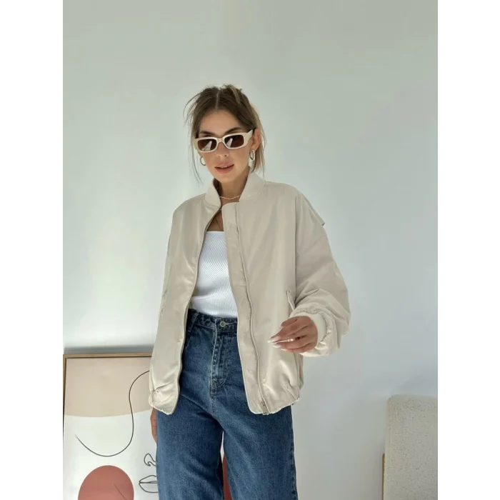 Bej Parçalı Bomber Ceket
