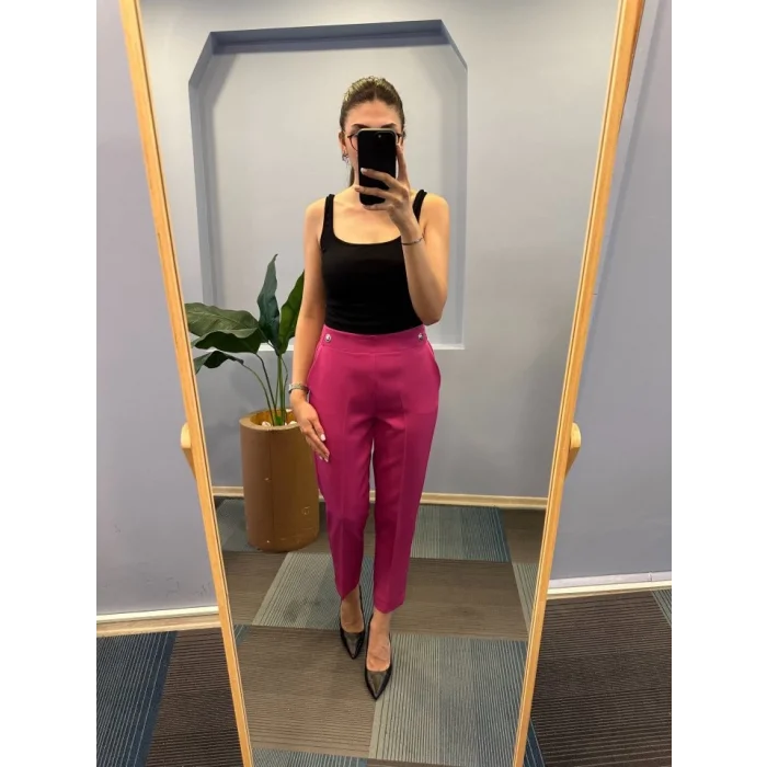 Bel Lasti̇kli̇ Düğmeli̇ Pantolon