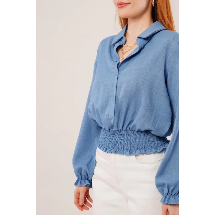 Bel Ve Bilek Lastikli Mavi Bluz