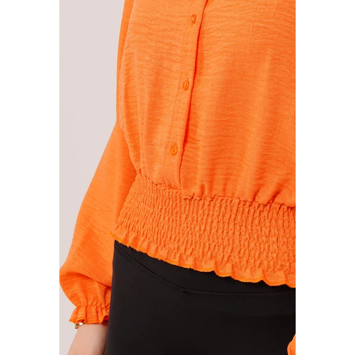 Bel Ve Bilek Lastikli Turuncu Bluz