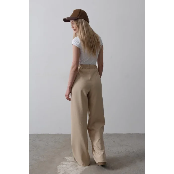 Beli Yarım Lastikli Palazzo Pantolon - Camel