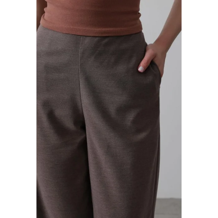 Beli Yarım Lastikli Palazzo Pantolon - Kahve