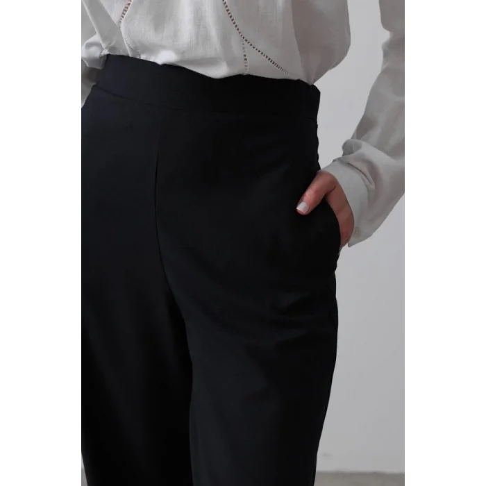 Beli Yarım Lastikli Palazzo Pantolon - Lacivert