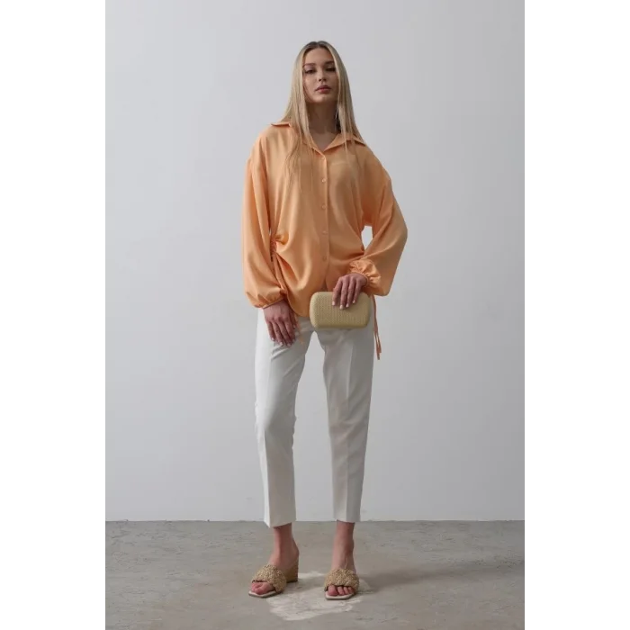 Biye Detaylı Ayrobin Gömlek - Somon