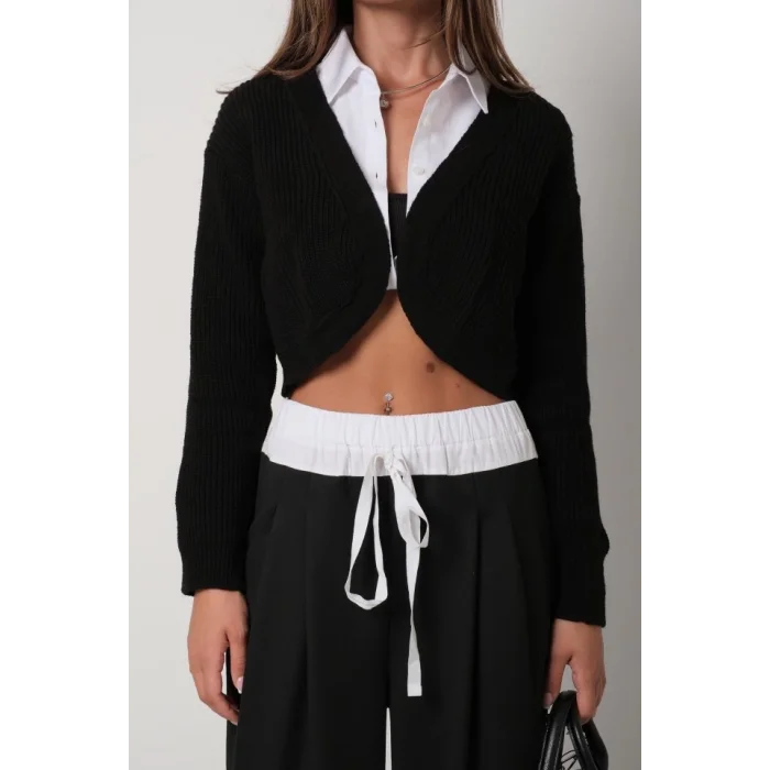 Biyeli Crop Triko Hırka