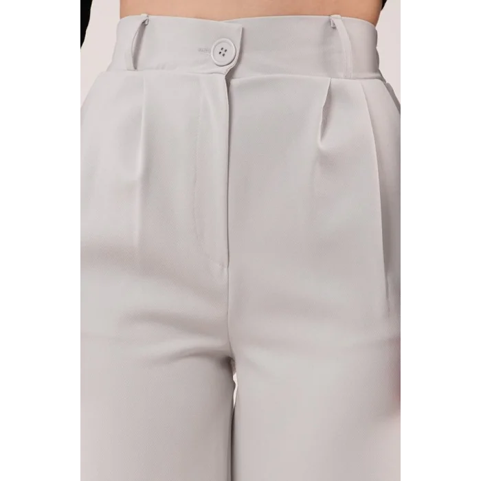 Bol Paça Piliseli Gri Pantolon