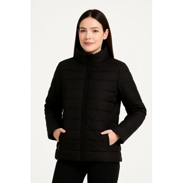 Bomber Mont Ceket – Su İtici Kumaş, Kapitone Astarlı, Fermuarlı, Kışlık - Siyah