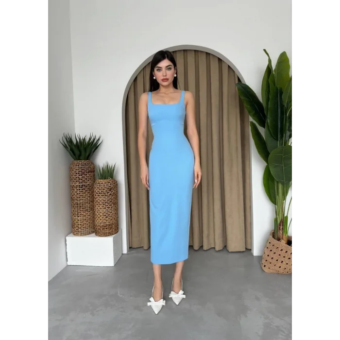 Calliope Kare Yaka Midi Boy Elbise