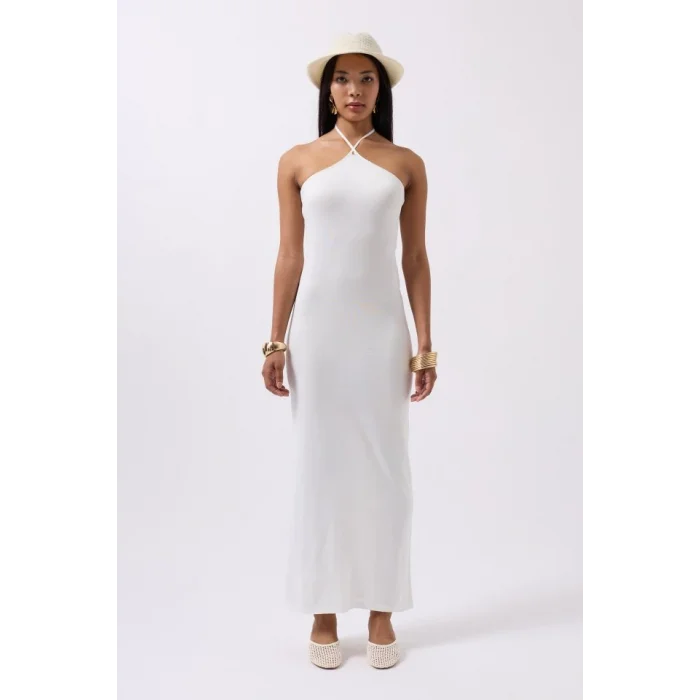 Çapraz Askılı Maxi Elbise