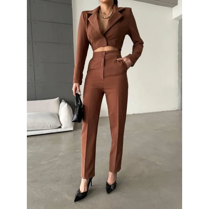 CEKET YAKA BEL DEKOLTELİ TULUM - Acı Kahve