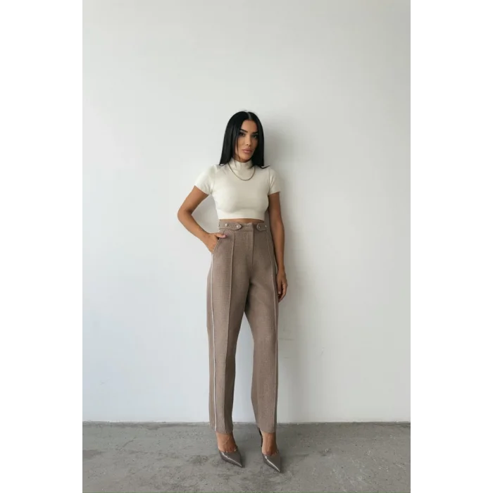 CHANEL PANTOLON YAN BİYELİ - Vizon