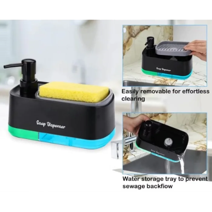 Çift Hazneli Sıvı Sabunluk, Süngerlik ve Otomatik Deterjanlık