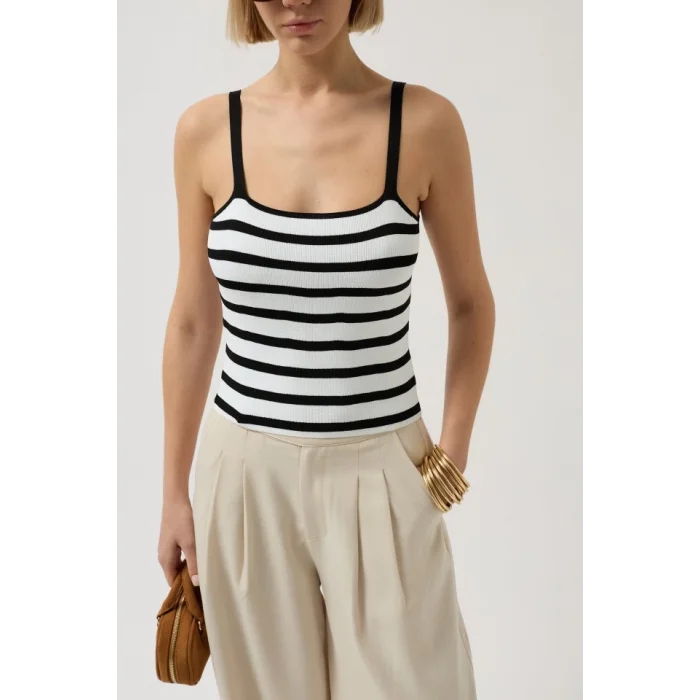 Çizgili Askılı Bluz