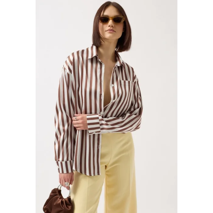 Çizgili Saten Gömlek