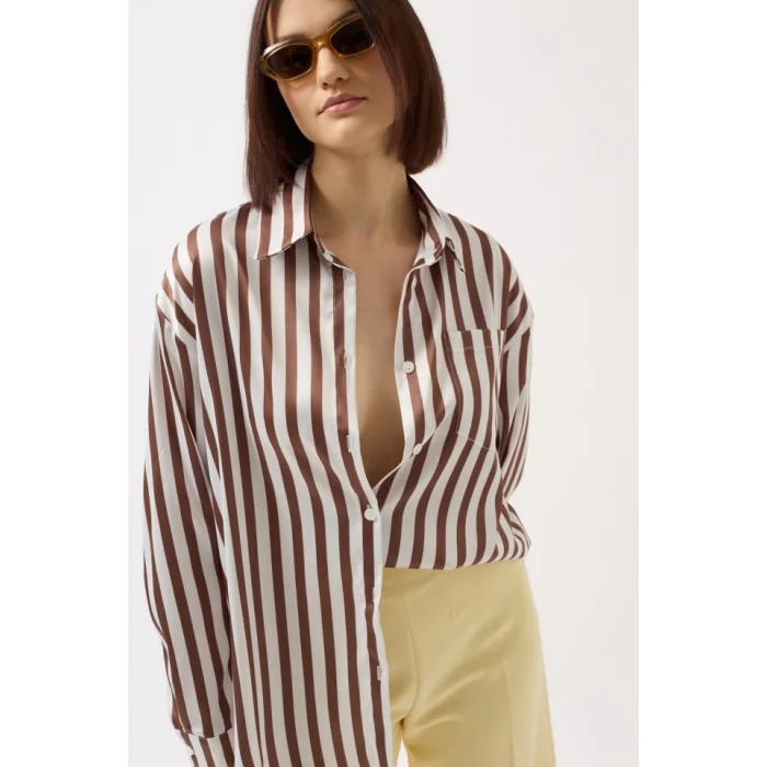 Çizgili Saten Gömlek