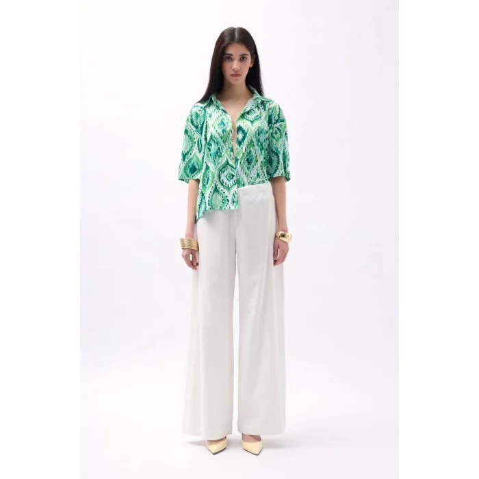 Desenli Saten Gömlek