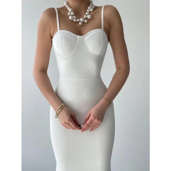 Dominic Eteği Büzgülü Midi Boy Elbise