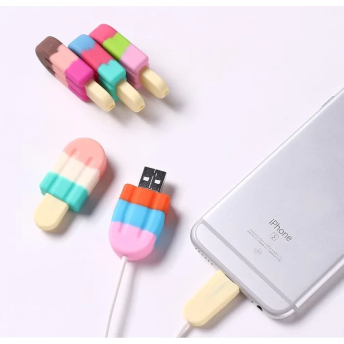 Dondurma Tasarımlı Şarj Kablosu Koruyucu