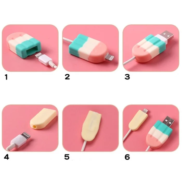 Dondurma Tasarımlı Şarj Kablosu Koruyucu