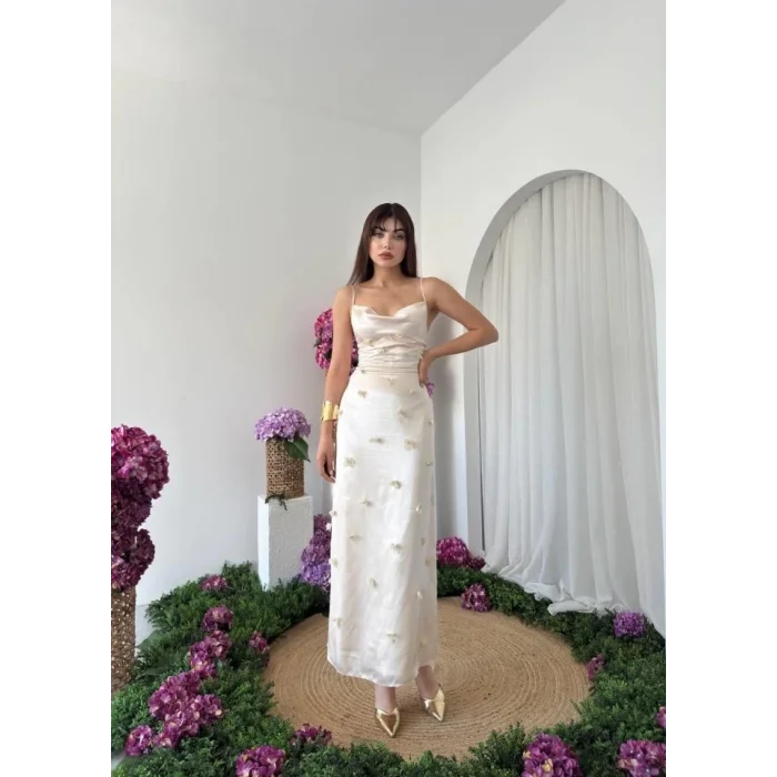 Dora Çiçek Detaylı Elbise