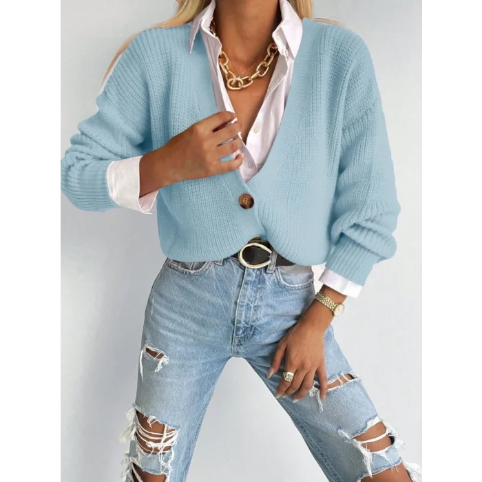 Düğme Detay Triko Bluz