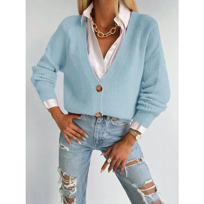 Düğme Detay Triko Bluz