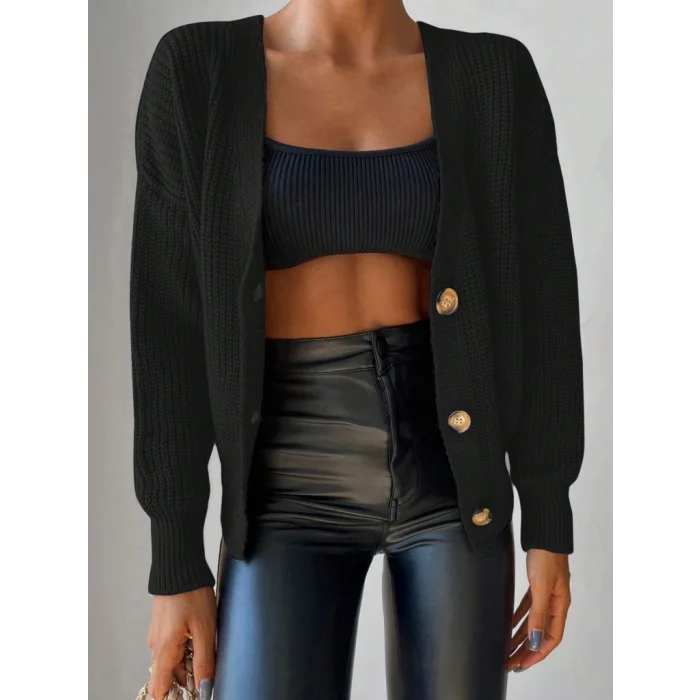 Düğme Detay Triko Bluz