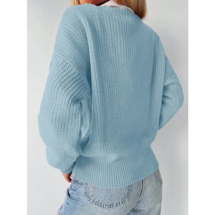 Düğme Detay Triko Bluz