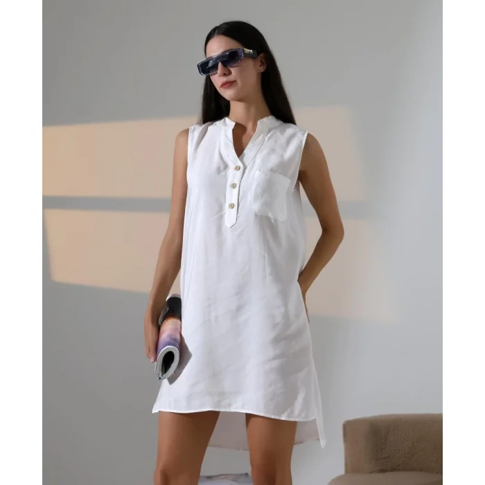 Düğme Detaylı Mini Elbise