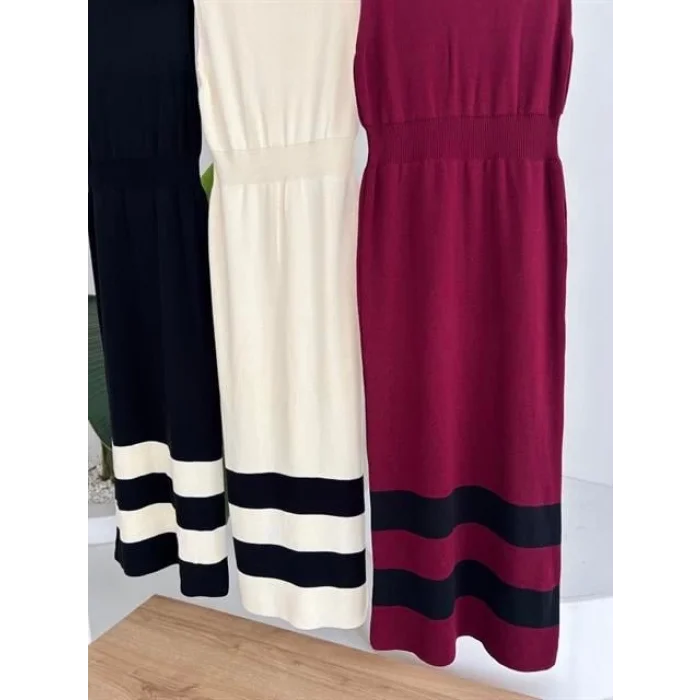 Etek Ucu Şerit Detaylı Triko Elbise 2831