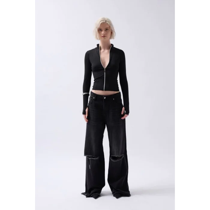 Fermuar Detaylı Bluz