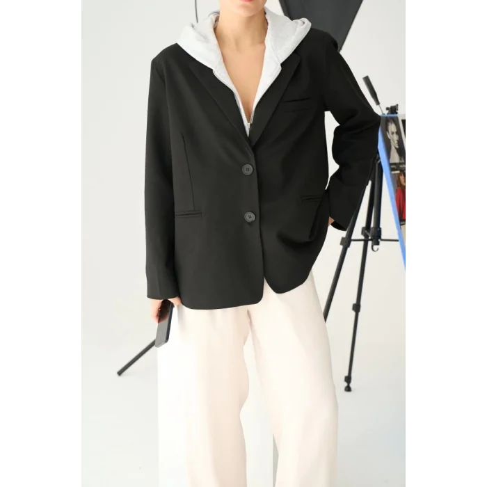 Fermuarlı Ceket - Siyah-Gri