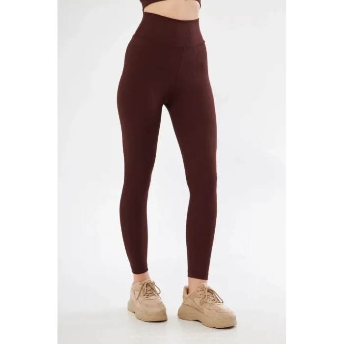 Fitilli Full Likralı Yüksek Bel Toparlayıcı Tayt Günlük Ve Spor Kullanım - Bordo