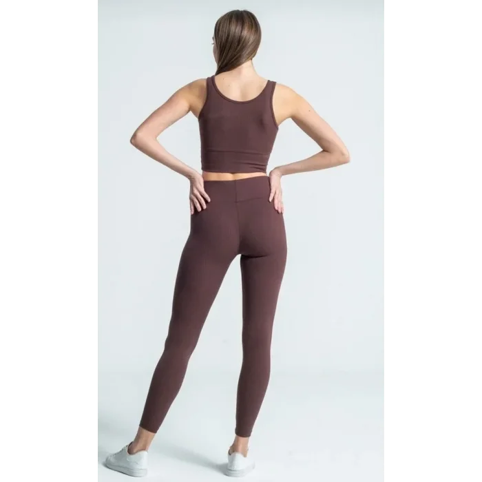 Fitilli Full Likralı Yüksek Bel Toparlayıcı Tayt Günlük Ve Spor Kullanım - Kahverengi