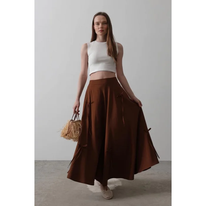 Fiyonk Kloş Etek - Kahve