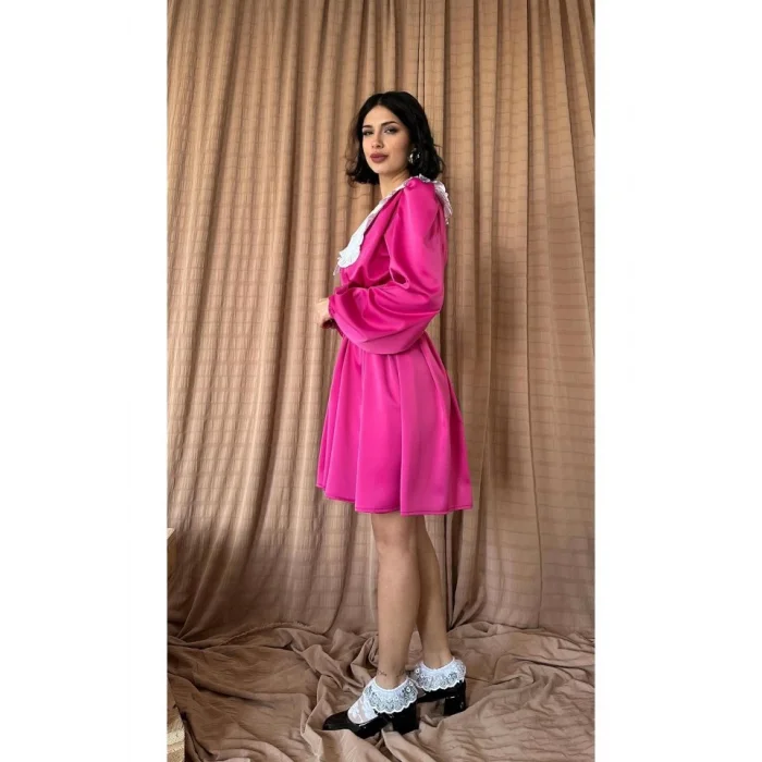 Fuşya Bebe Yakalı Elbise