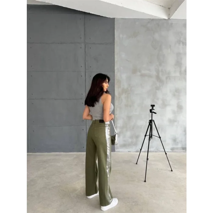 GABARDİN PALAZZO PANTOLON - Haki