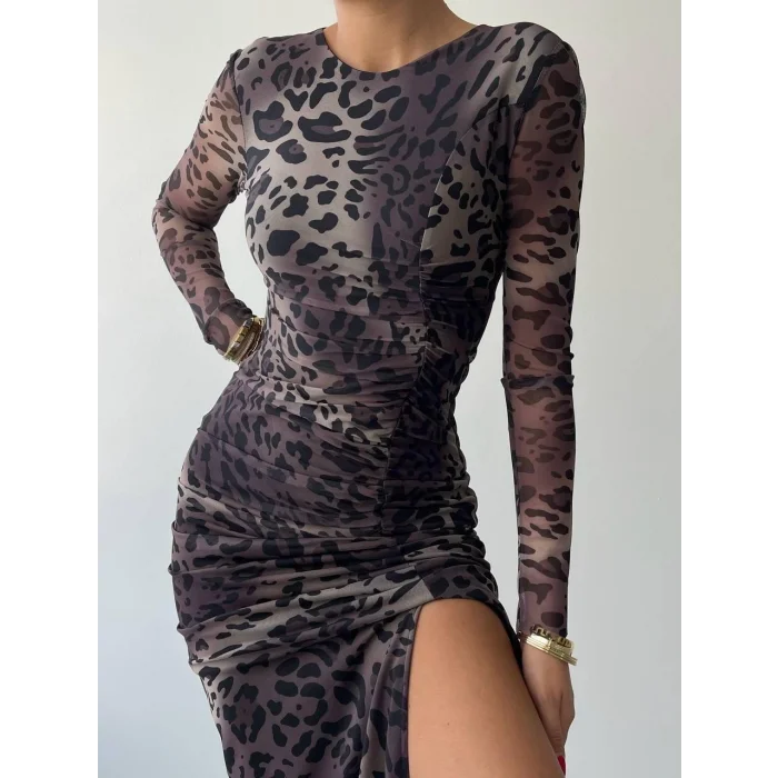 Gena Tül Midi Boy Elbise