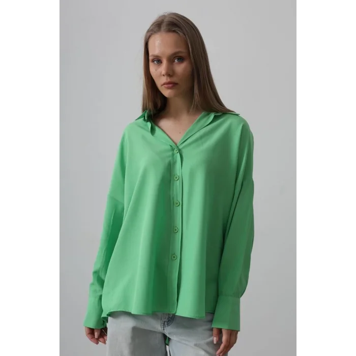 Geniş Manşet Detaylı Gömlek - A.Yeşil