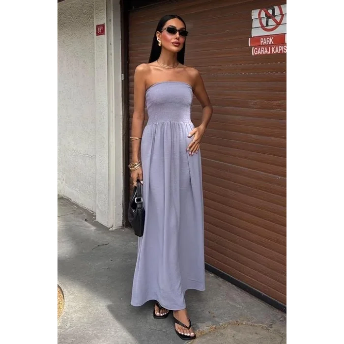 Göğsü Gipeli Straplez Elbise 2878