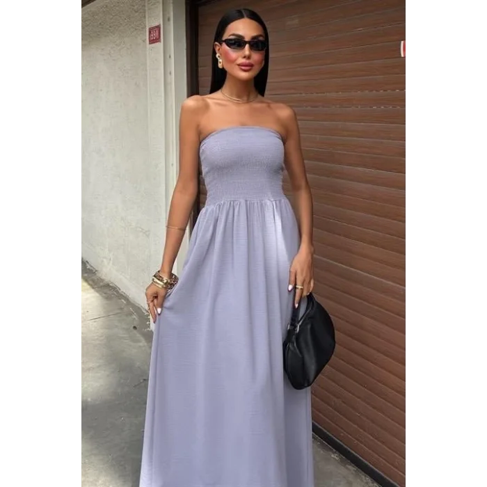 Göğsü Gipeli Straplez Elbise 2878