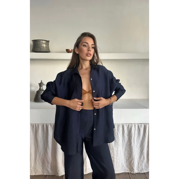 GÖMLEK-PANTOLON TAKIM CUPRA KUMAŞ - Lacivert