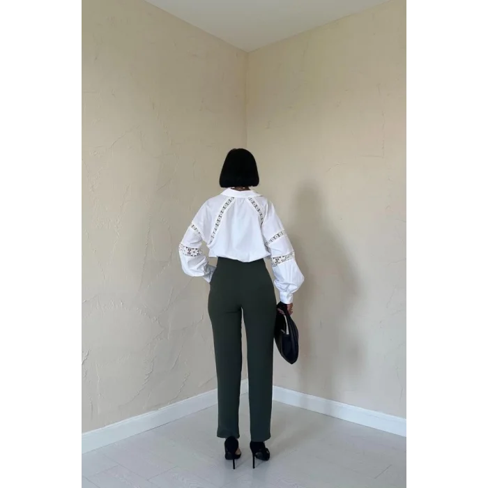 Haki Pensli Ve Dar Paça Pantolon