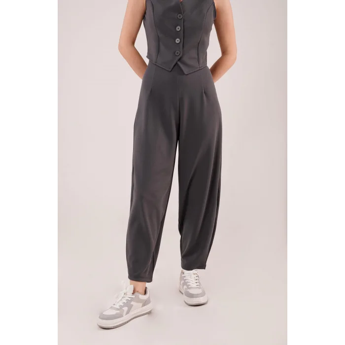 Havuç Kesim Gri Pantolon