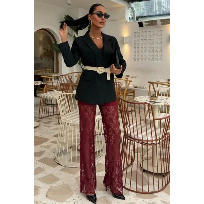 İçi Astarlı Dantel Pantolon 0081