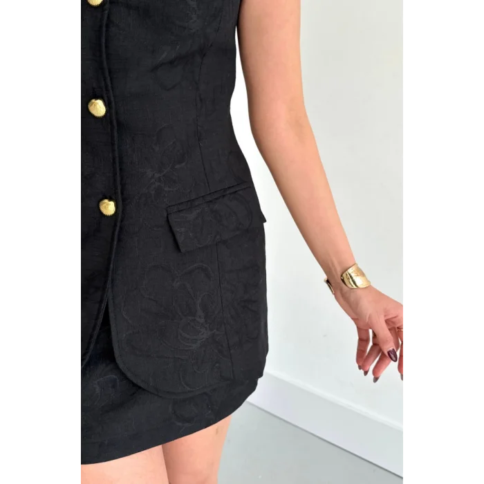 JAKAR KETEN YELEK - KISA ETEK TAKIM - Siyah