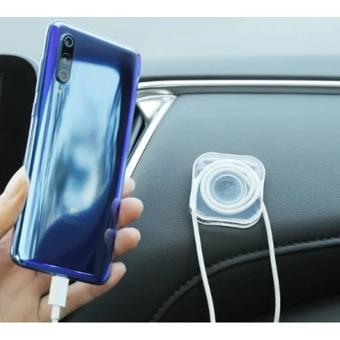 Kablo Kanallı Güçlü Yapışkan Telefon Tutucu KARE