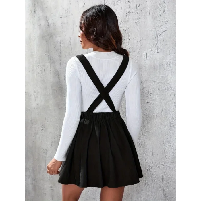 Kadın Askılı Sırttan çapraz Detaylı Kısa Kiloş Kadife Mini Elbise